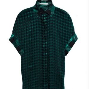 EUC Tops Alice + Olivia Edyth Gingham Devoré-Chiffon Tunic S